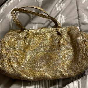 Gold Mini Bag with Intricate Pattern and Slouchy Shape